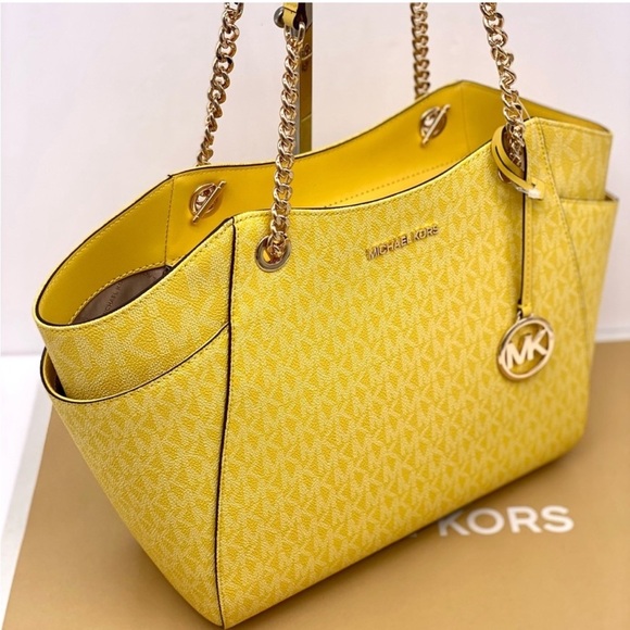 Michael Kors Yellow Tote Chain Shoulder Bag - Picture 7 of 12